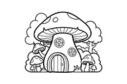 Whimsical Mushroom House Line Art bu, an Illustration by Designs_River (Thumbnail 46 of 51)