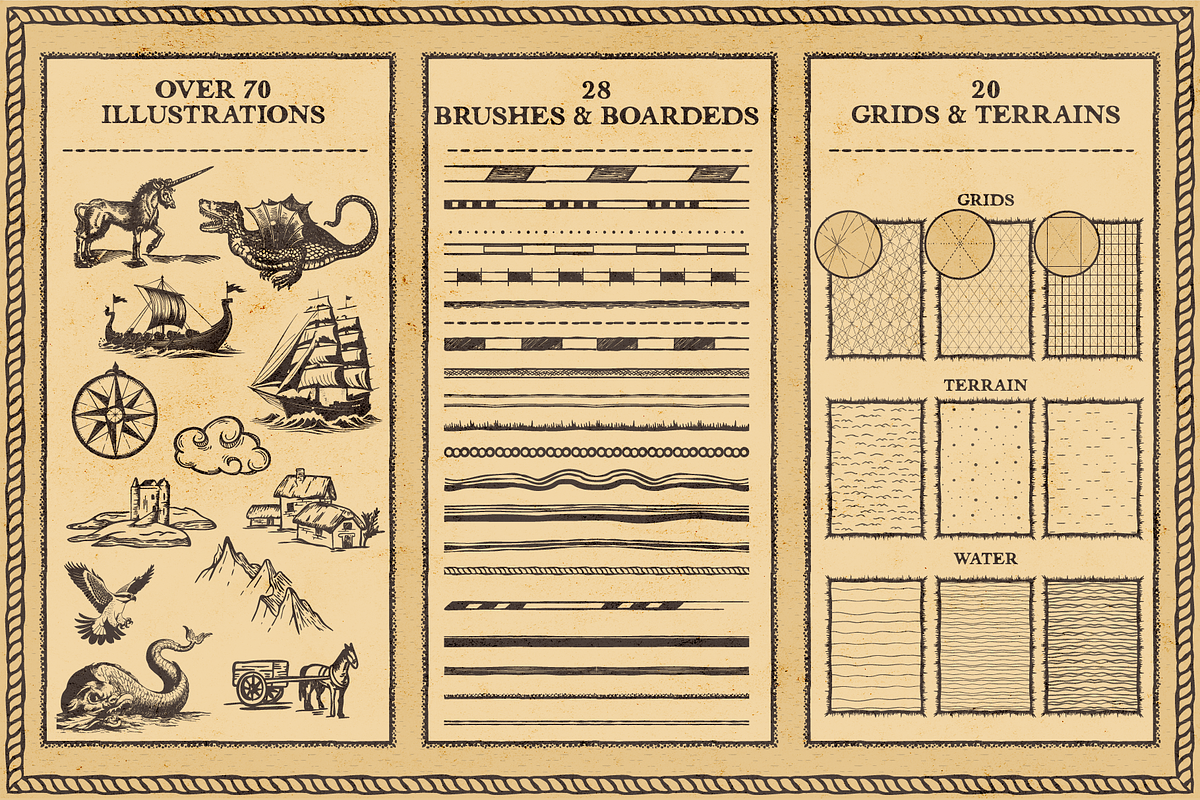 Fantasy Worlds: Antique Map Creator, a Brushes & More by Salty Sweet Creative (Photo 5 of 10)