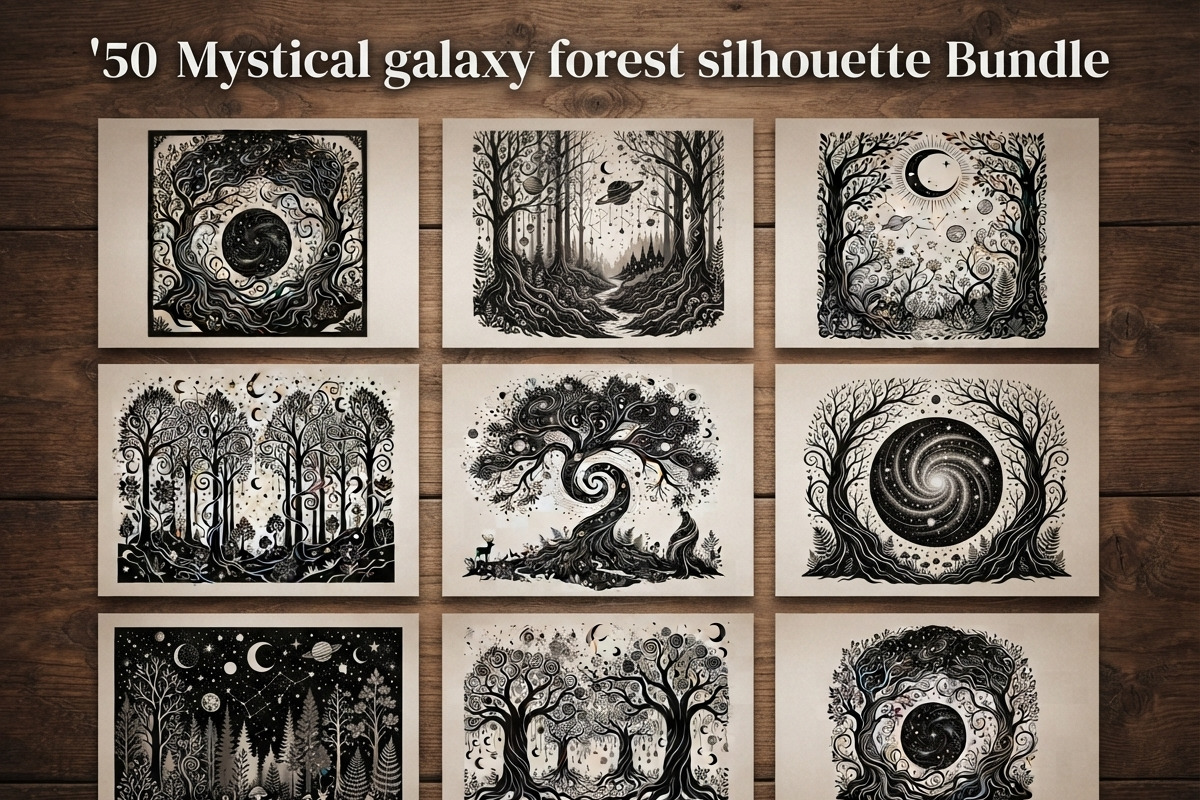 50 Mystical Galaxy Forest Silhouette, a Technology Illustration by Amazin_art (Photo 1 of 34)