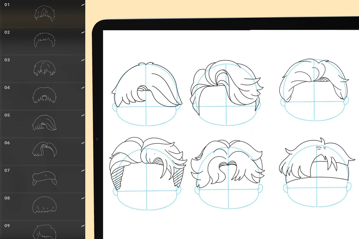 130+ Procreate Hair Stamp Brushes, a Brush Add-On by DrawingStoryShop (Photo 12 of 18)