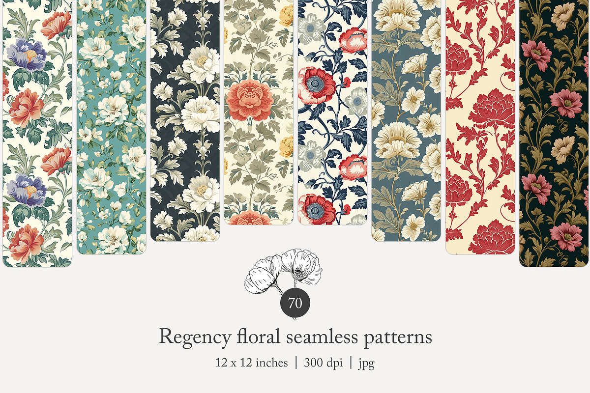 70 Regency floral seamless pattern, a Pattern Graphic by Poppy Lane Studio