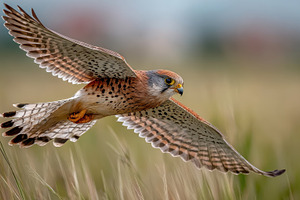 Common Kestrel in Flight Majestic Wi, a Photo by Pixeness Studio