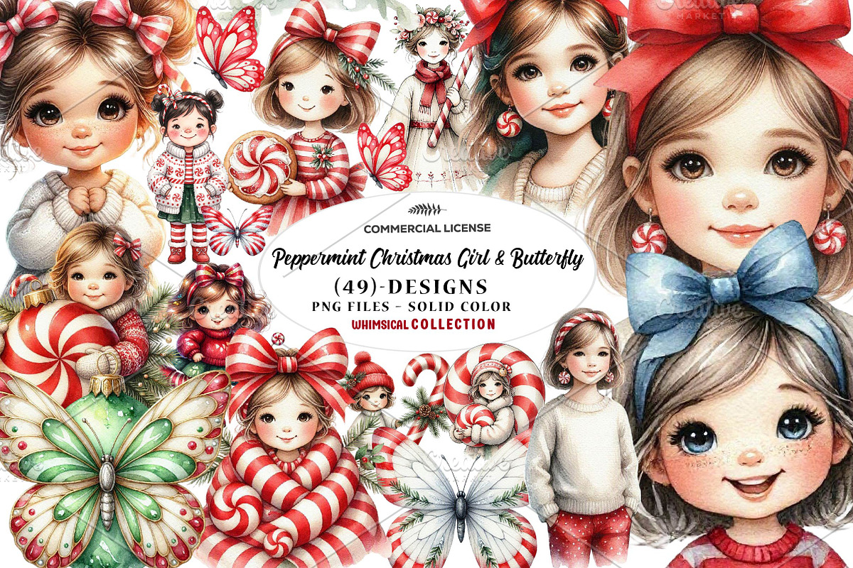 Peppermint Christmas Girl & Butter., a Seasonal Illustration by CreationArt (Photo 1 of 7)