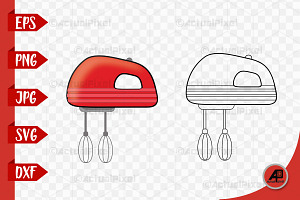 Hand Mixer Outline And Clipart Image