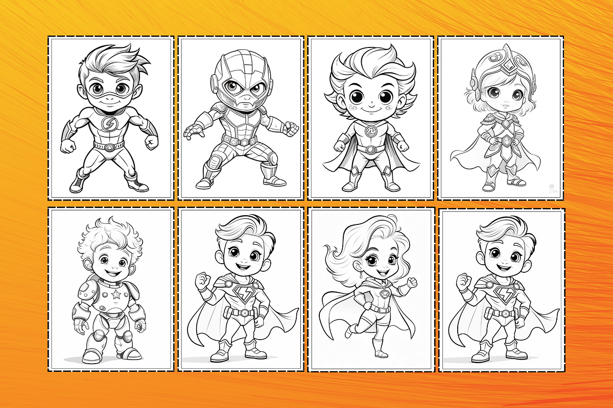 25 Coloring Pages Digital Superhero, a Graphic by Wilin Digital (Photo 2 of 2)