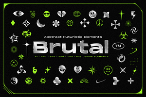 Brutalism Retro Abstract Elements Bu