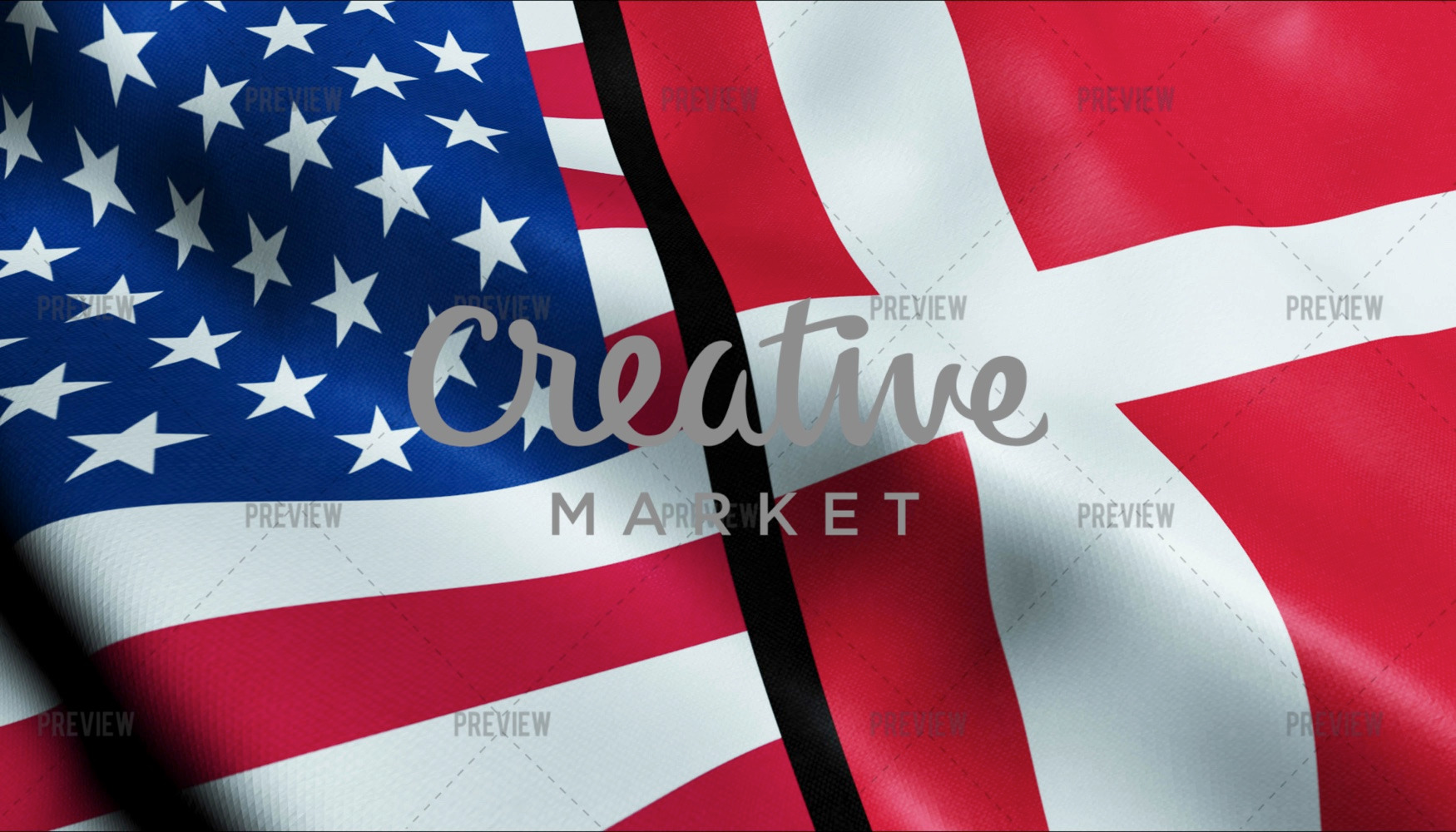 USA and Denmark Merged Flag, an Illustration by AhmedZ - Motion Picture