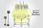 Furniture Hand drawn Vector set#4, a Decorative Illustration by Alltruecolours (Thumbnail 4 of 4)