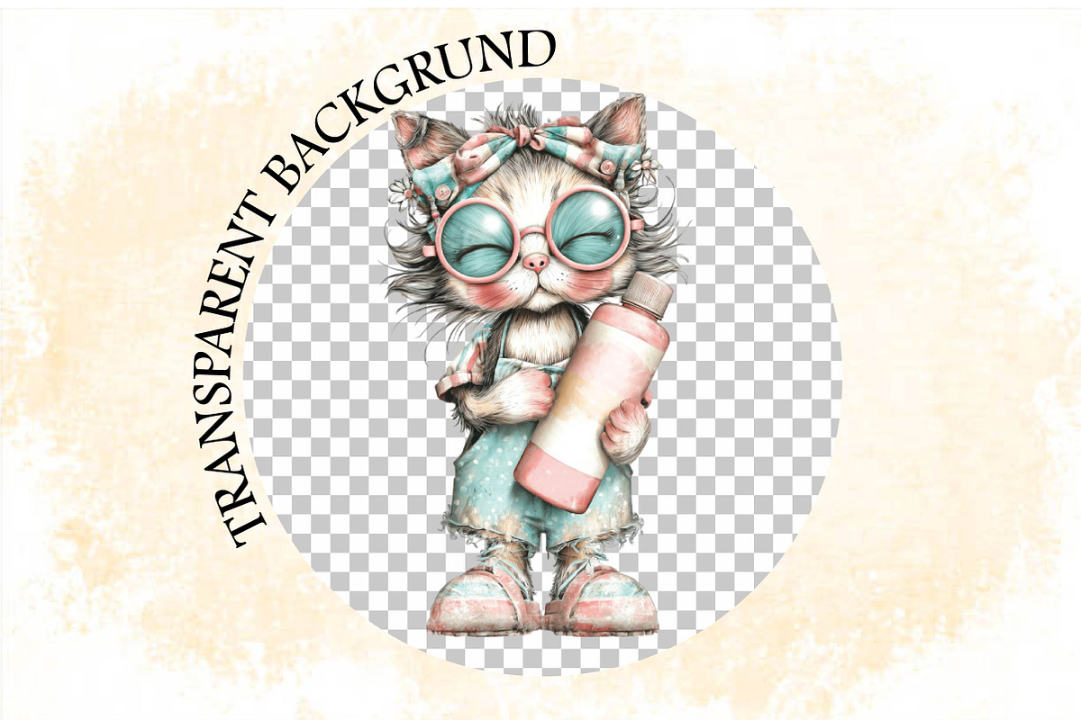 Whimsical Summer Cat Clipart, an Illustration by SVGArt (Photo 7 of 9)
