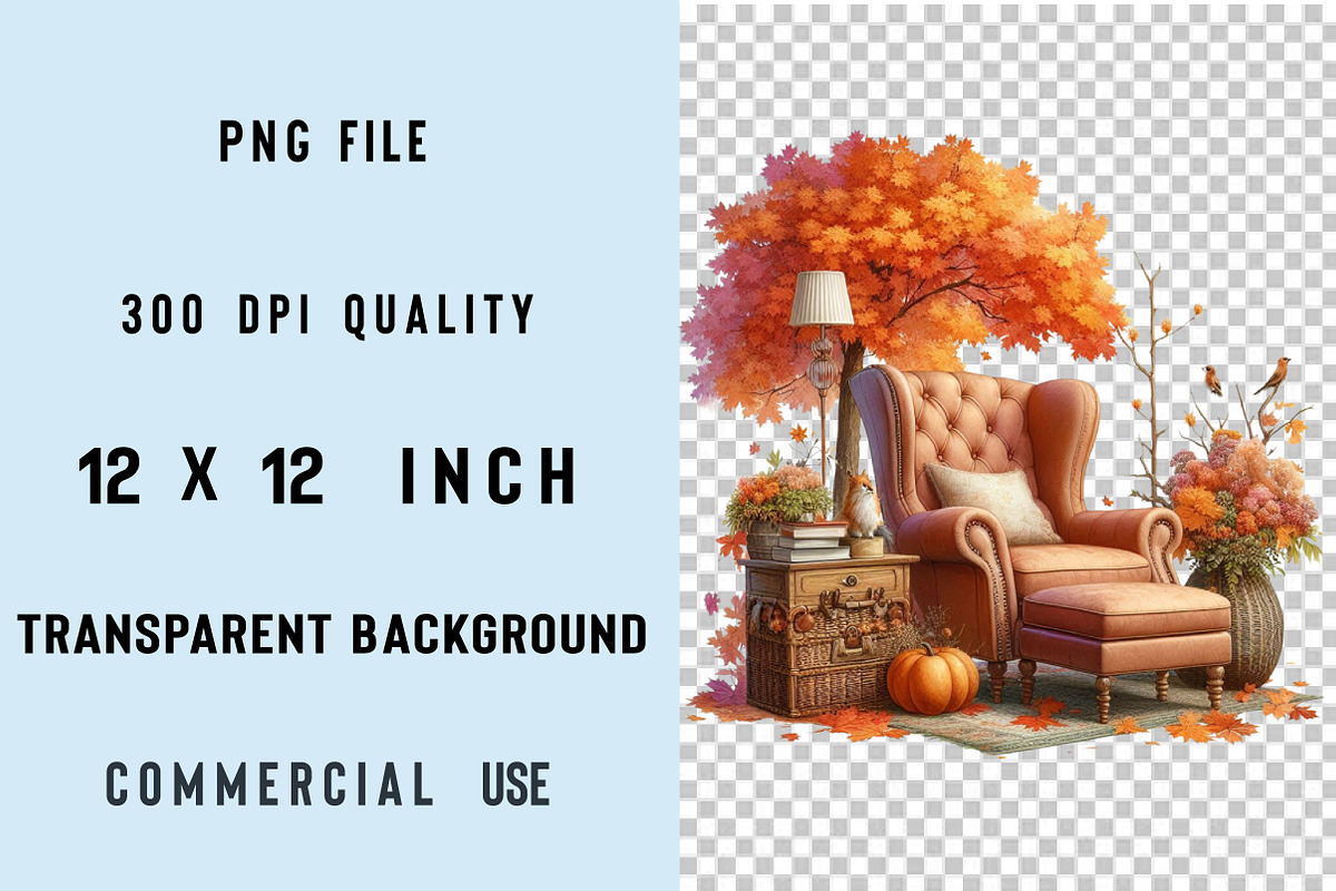 Autumn Armchair Sublimation Clipart, an Illustration by SVGArt (Photo 4 of 4)