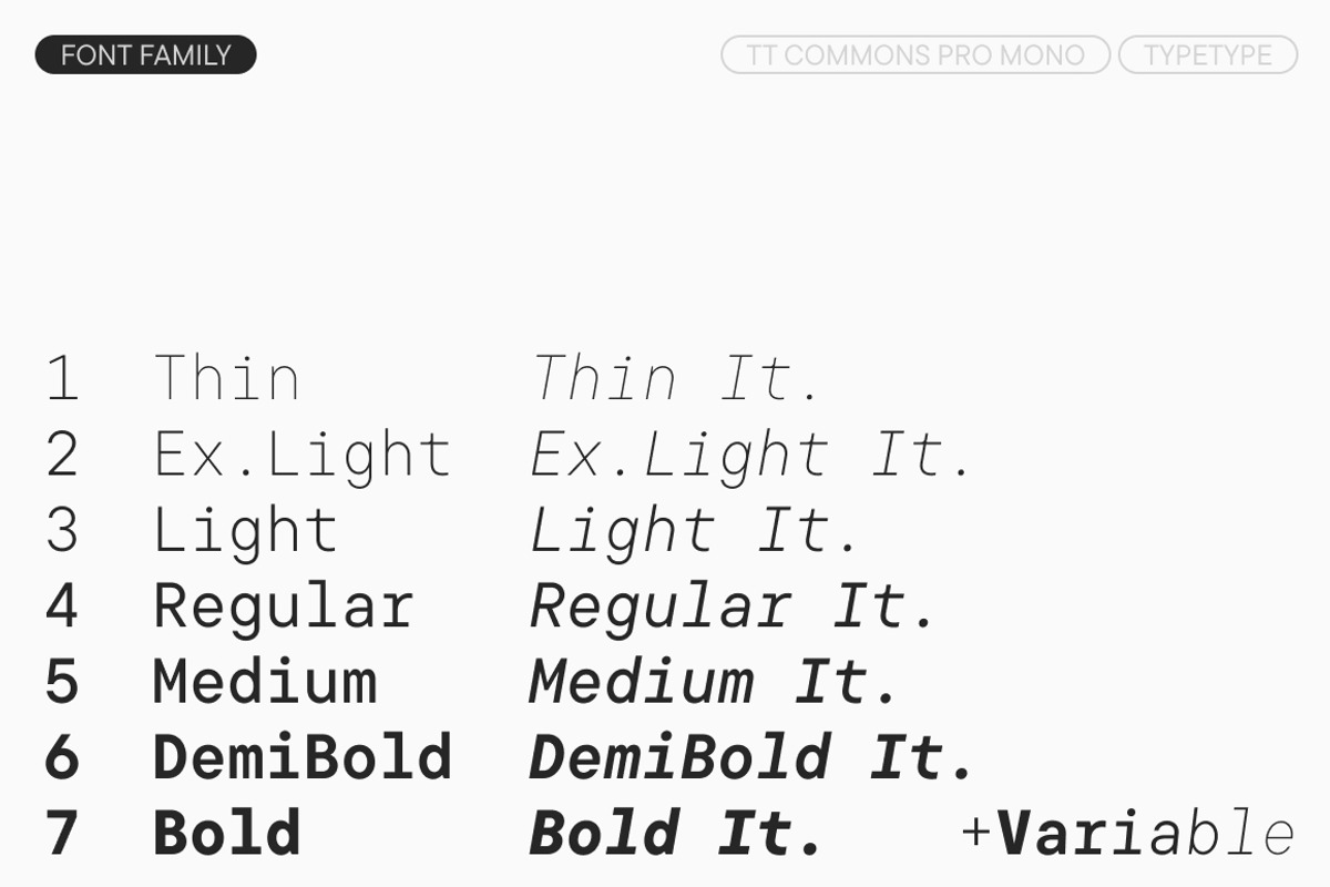TT Commons Pro Mono, a Sans Serif Font by TypeType (Photo 3 of 6)
