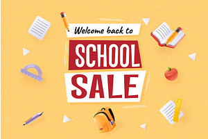 Back to school sale poster. Children, an Education Illustration by Stock-Smart-Start