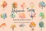 Autumn Trees Watercolor 90 SVG Image, a Seasonal Illustration by Image Design (Thumbnail 1 of 5)