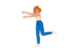 Happy young woman opening arms for a, a Person Illustration by pikepicture