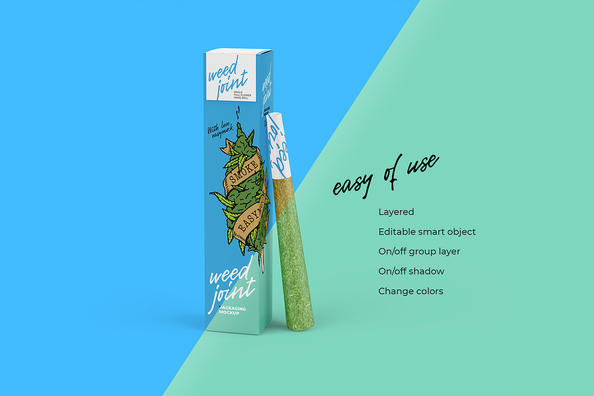 Weed Joint Pre-Roll Packaging Mockup, a Product Mockup by easymock 2 (Photo 3 of 10)