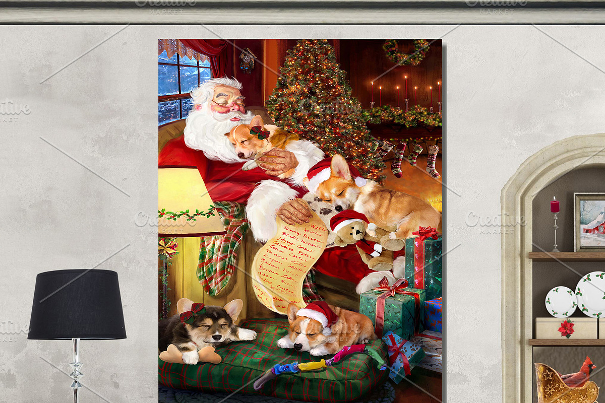 Christmas Santa Corgi Dog Wall Art, an Animal Illustration by Art Paradise Studios (Photo 2 of 3)