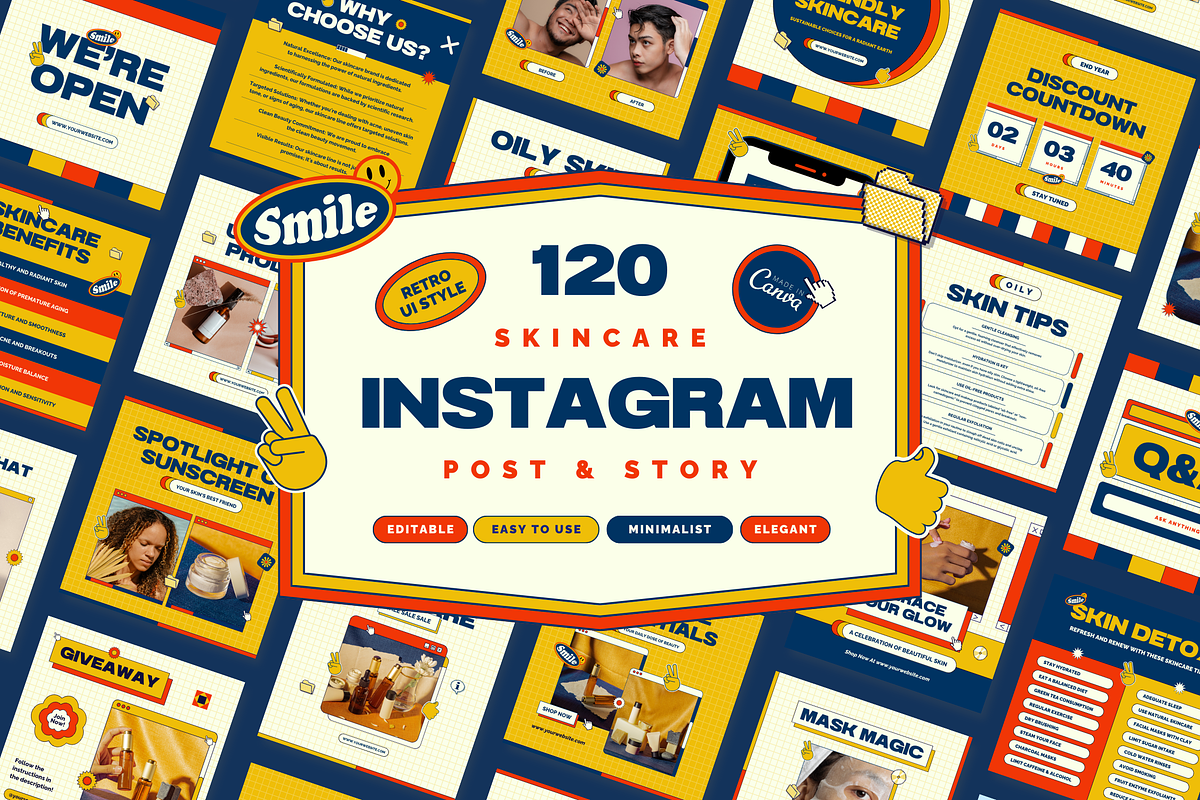 120 Modern Instagram Pack Skincare, a Social Media Template by Branding Victory STD (Photo 1 of 10)