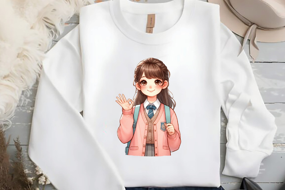 Whimsical School Girl Clipart PNG, an Illustration by DreamCafeArt (Photo 4 of 5)