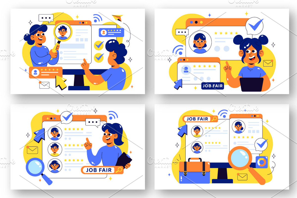 10 Online Job Fair Illustration, a Person Illustration by denayunebgt (Photo 3 of 4)