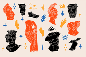 Ancient Greece. Antique Vector Set