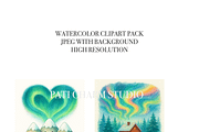 Aurora Borealis Clipart Set, a Decorative Illustration by Pati Charm Studio (Thumbnail 5 of 8)