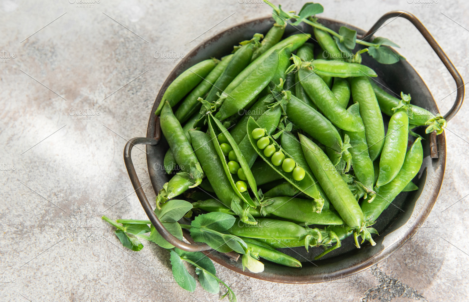 Fresh green peas in rustic bowl healthy food concept, a Food & Drink Photo by Olena Rudo