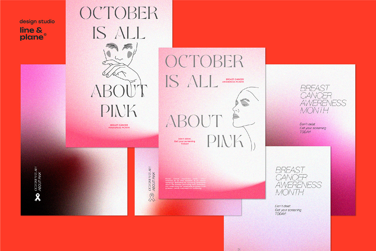 Breast Cancer, Pink October Posters, a Poster Template by line & plane (Photo 3 of 7)