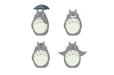 Totoro anime icons set vector