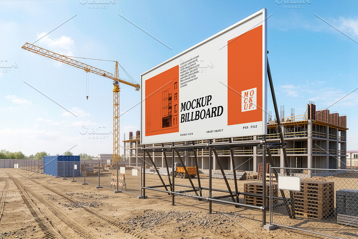 3 Construction Site Billboard Mockup, an Advertising Mockup by smishura (Photo 7 of 8)