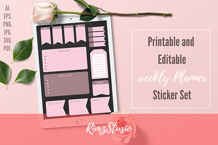 Weekly Planner Sticker PNG Set