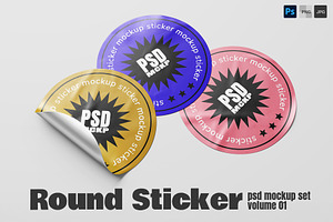 Round Sticker Label Mockup Set