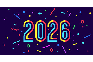 2026, Happy New Year. Greeting card, an Illustration by Foxys Graphic