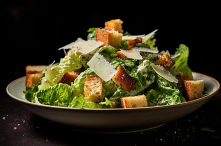 Caesar salad with parmesan cheese an, a Photo by Iftikhar Alam