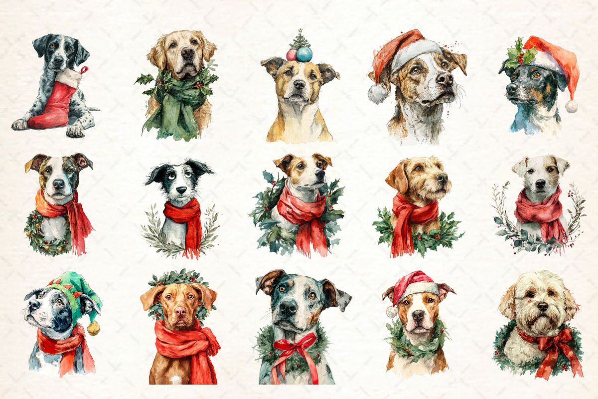 Watercolor Clipart - Christmas Dog, an Illustration by Libby Wishes (Photo 2 of 6)