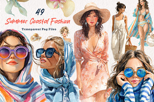 Summer Coastal Fashion Clipart, an Illustration by CreationArt