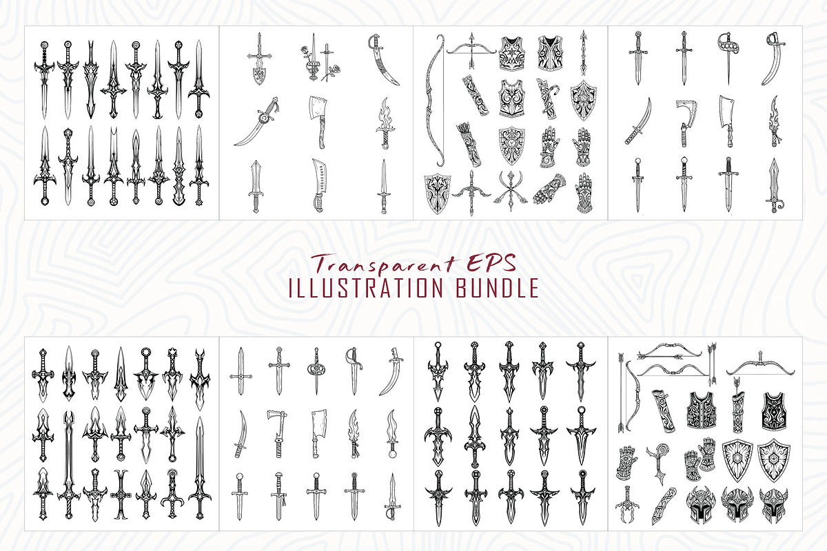 Primitive sword line art bundle, an Object Illustration by Sofia's Fashion (Photo 4 of 4)