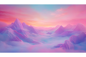 Dreamlike pastel mountain landscape, an Illustration by Lermont51