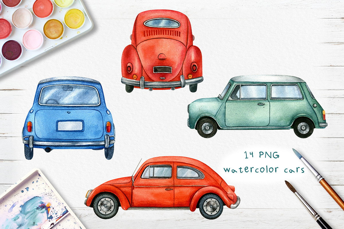 Road trip watercolor set, an Illustration by Nastilustra (Photo 3 of 7)