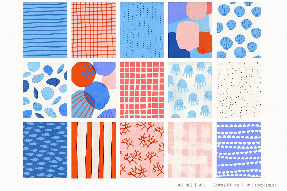 50 Coastal Handdrawn Backgrounds, a Background Graphic by PaperJamLab (Photo 6 of 17)