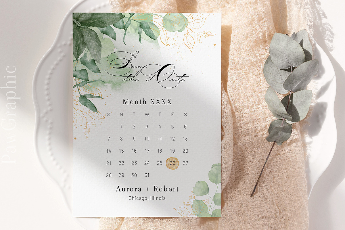 Save the Date Template Calendar Wedd, an Invitation Template by PawGraphic (Photo 4 of 10)
