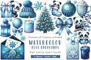 Watercolor Blue Christmas Clipart, an Illustration by CreationArt (Thumbnail 10 of 10)