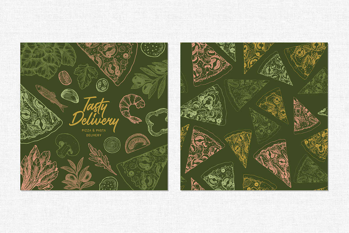PIZZA ingredients illustrations, a Food Illustration by adehoidar (Photo 8 of 9)