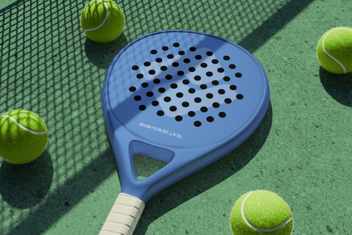 Padel Racket On Net Mockup, a Product Mockup by graphicook