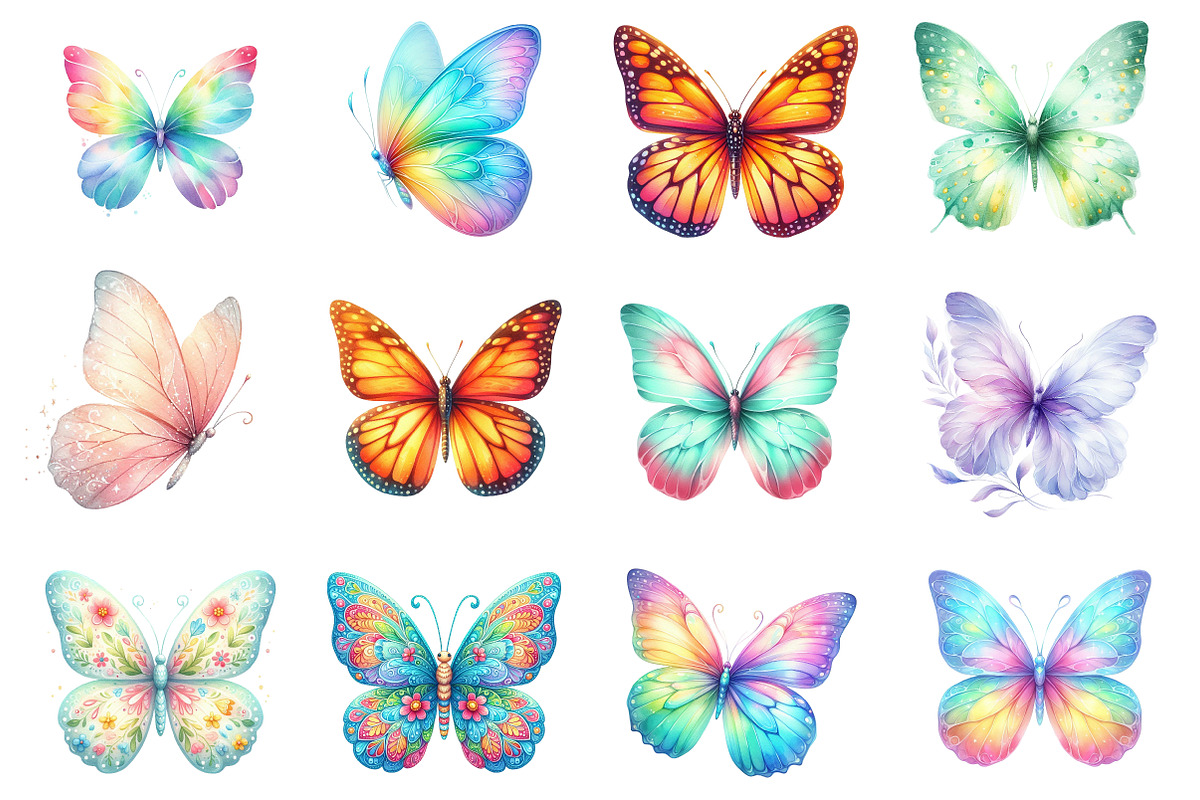 Watercolor Spring Butterfly Clipart, an Illustration by Dream Creation (Photo 2 of 4)