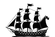 Sailing Ship Silhouette Vector, an Illustration by Amazin_art (Thumbnail 8 of 9)