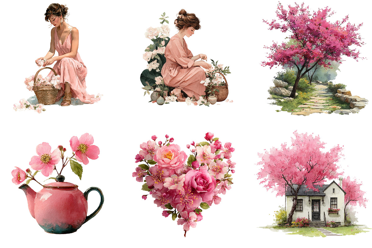Pink Spring Gardening Clipart, an Illustration by DreamArtGraphic (Photo 3 of 3)