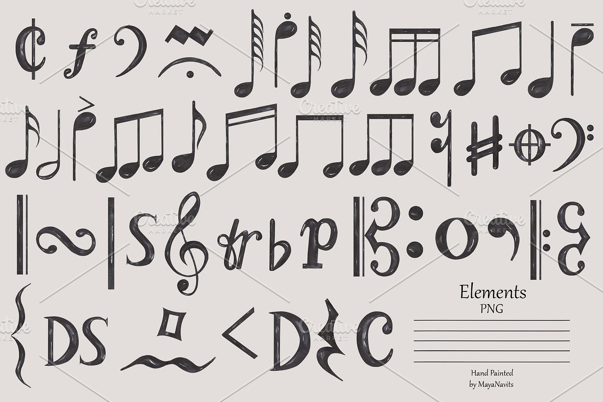 Watercolor Music Signs & Symbols, an Education Illustration by MayaNavits (Photo 3 of 9)