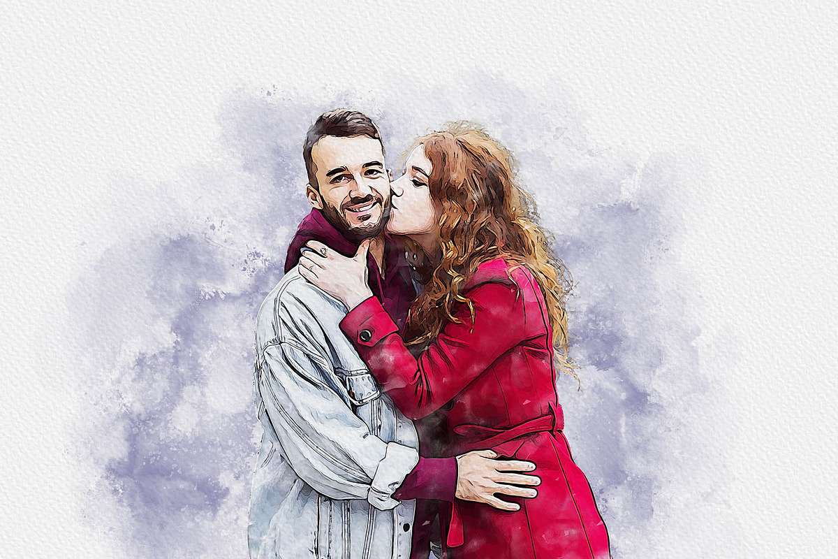 Watercolors Couple's Dreamy Painting, an Action Add-On by MRI STUDIO (Photo 18 of 26)