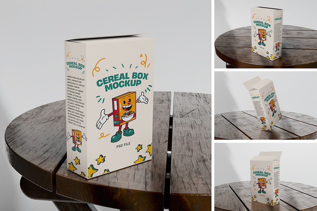Cereal Box Mockup, a Packaging Mockup by xavier_studio (Photo 1 of 5)