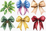Watercolor Christmas Bow Clipart, an Illustration by Canvas Craft (Thumbnail 2 of 8)